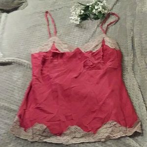 Express satin red camisole with beige lace
